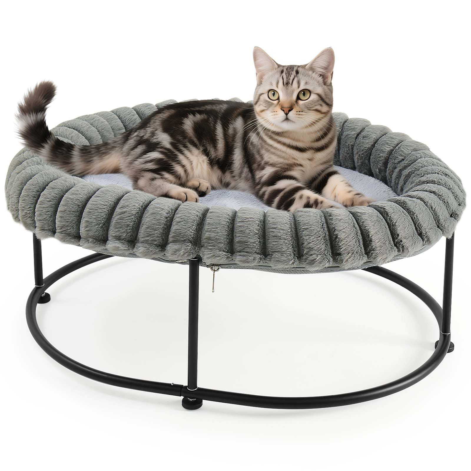 GUUSII HOME Erhöhtes Katzenbett katzenhängematte für Große Katzen Bett Katzenliege Kätzchen Hängematte Katzensofa Hohes Welpenbett Couch mit Robust Metallrahmen Waschbares Kissen 58.5*43*21 cm (Grau)