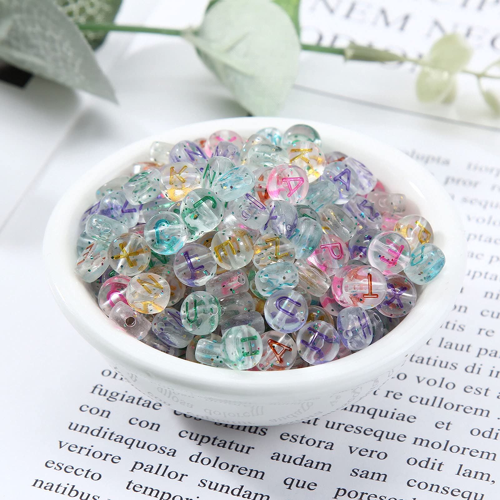 300pcs Clear Acrylic Alphabet Letter Beads 10mm Flat Round Disc Coin A-Z Colourful Letter Pattern Loose Spacer Beads Charms for DIY Necklace Bracelet Jewelry Making - Image 2