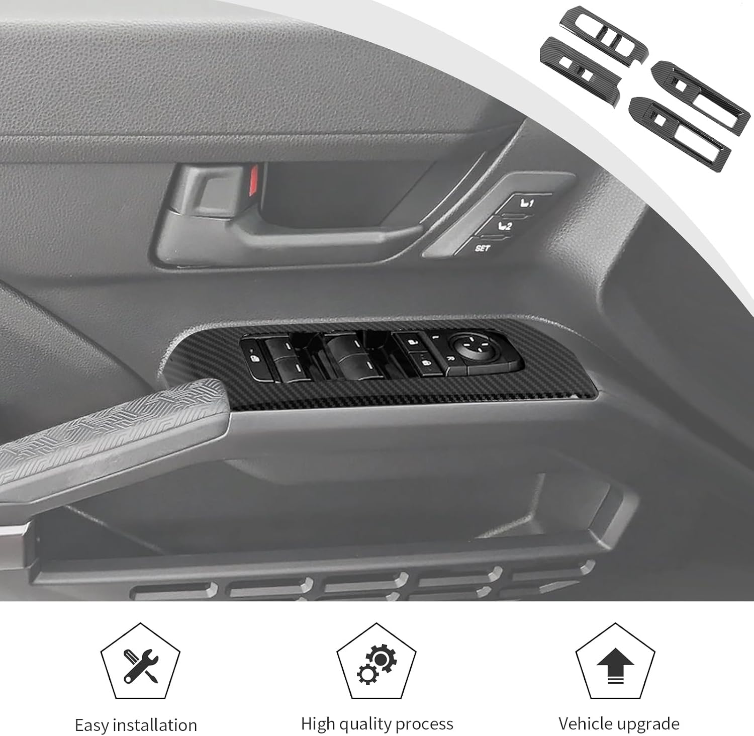 JWWY Dashboard Carbon Fiber Interior Trim Kit Cover Fit for 2024-2026+ Toyota 4Runner Accessories,Gear Shift Panel Window Lift Switch Panel Cover,7Pcs