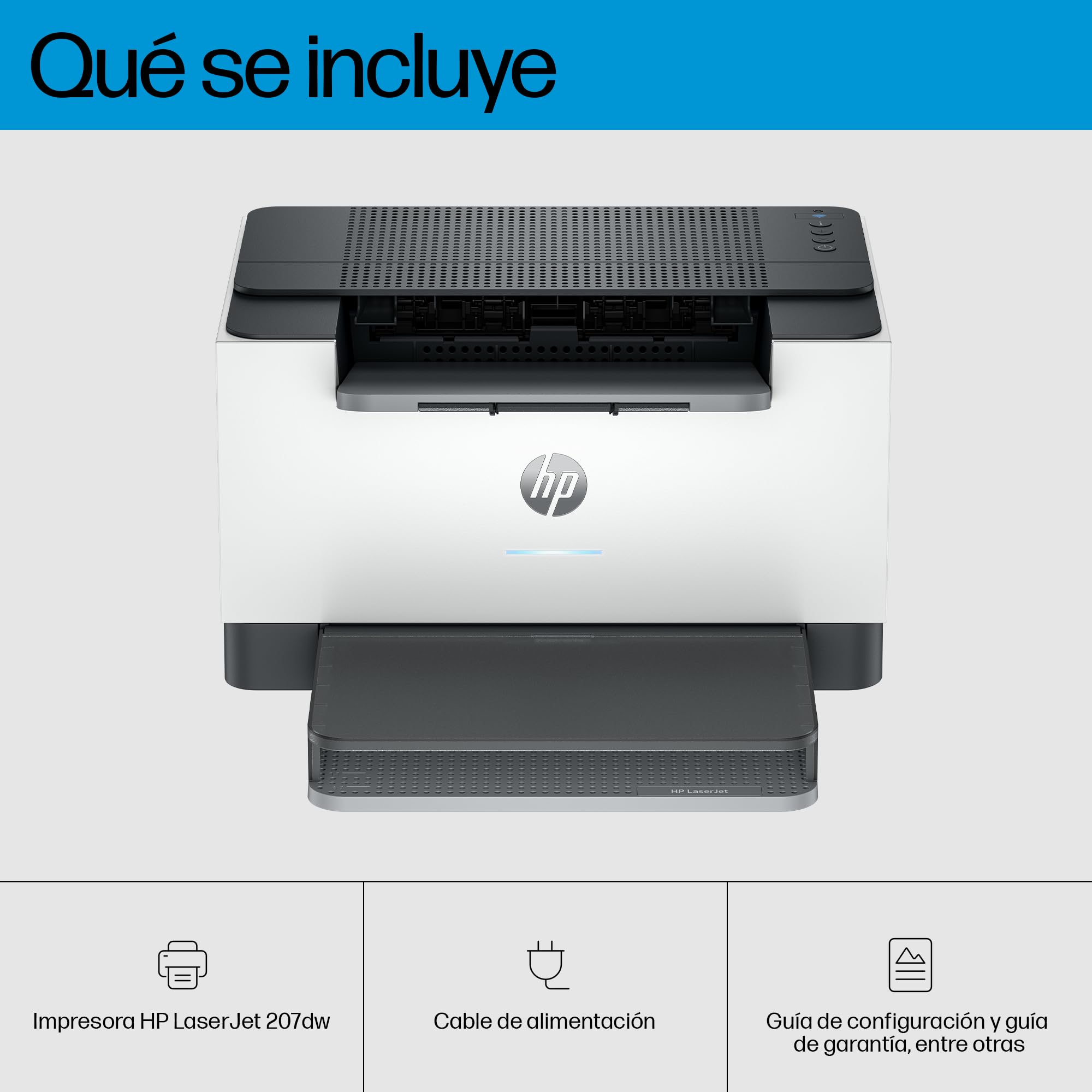 HP LaserJet M207dw, Impresora Láser Monocromo A4, Impresión a Doble Cara automática, 28 ppm, USB 2.0, Wi-Fi, Ethernet, Smart, Panel con Botones LED, Procesador 500 MHz, Memoria 64 MB, Gris