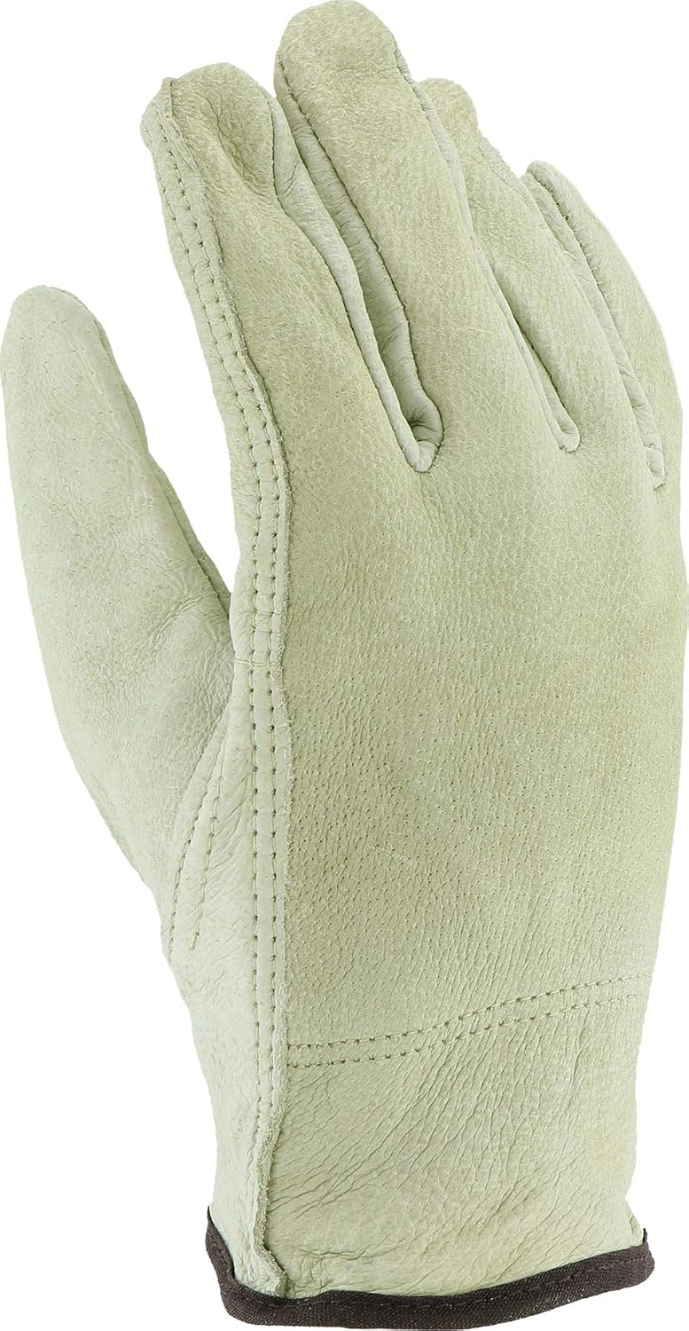 West Chester 9940K Premium Grain Pigskin Leather Driver Gloves - [Pack of 12] X-Large, Safety Gloves with Keystone Thumb, Elastic Wrist, Gunn Cut