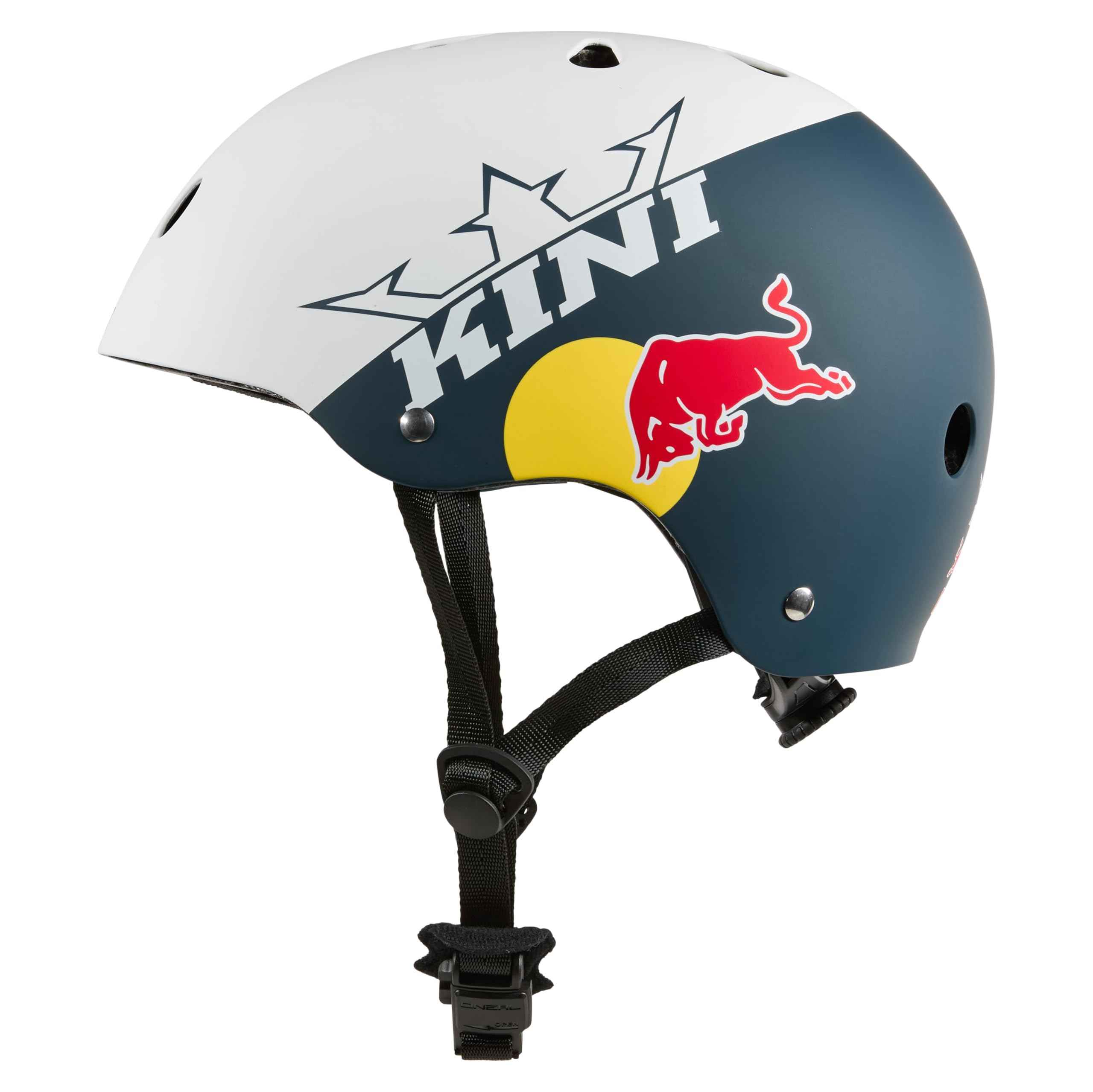 BB Kini Red Bull 1.0 - Casco de bicicleta de montaña para jóvenes (talla XS, 48-52 cm), color azul y blanco