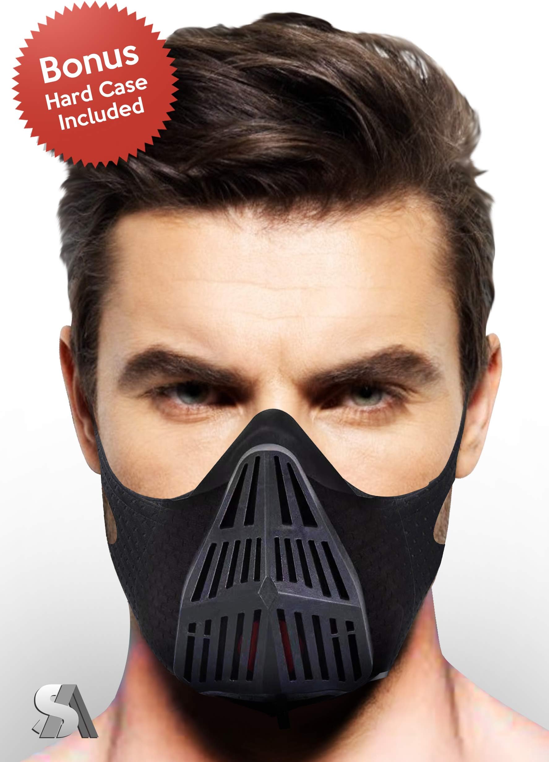 Workout Mask | Fitness Training Mask | Endurance Mask | Elevation Training | Gym, Running, Exercising Mask and Cardio Mask | 6 Levels of Resistance | BONUS Hard Case Included