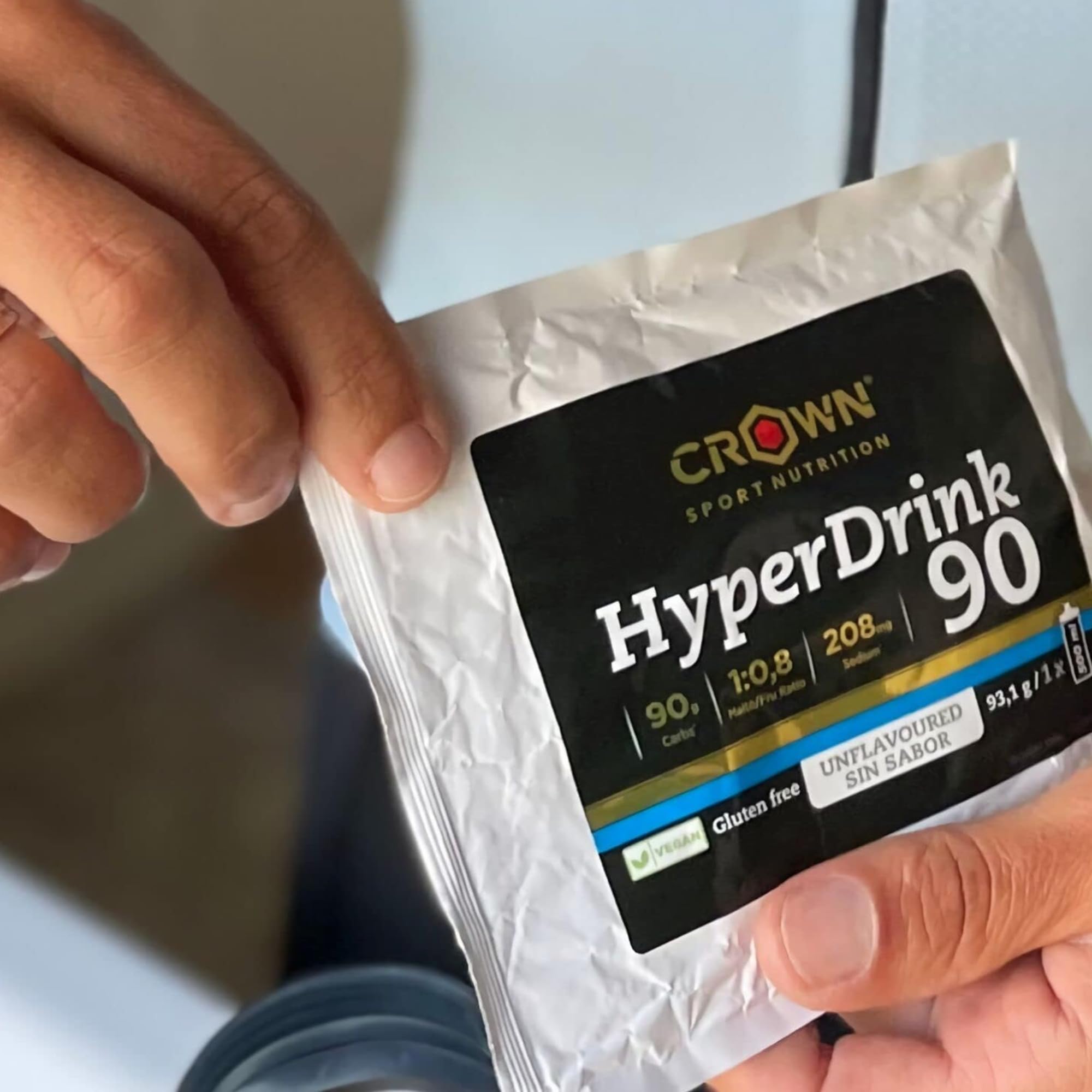Crown Sport Nutrition HyperDrink 90 | Bebida Alta Carbohidratos 90 g en 500 ml y Sodio | Polvo Bote 1490 g 16 Tomas | Maltodextrina Fructosa Ratio 1:0,8 y Sal Marina | Sin Aditivos Sin Sabor