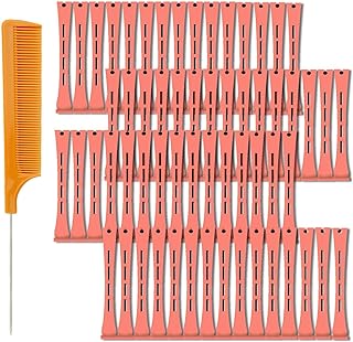 60 Pieces Hair Perm Pods Plastic Perming Rods Cold Wave Rods Curlers Hair Rollers with 1 Pieces Steel Pintail for Hairdressing Styling(Red, 1.3 cm/0.51 Inch)
