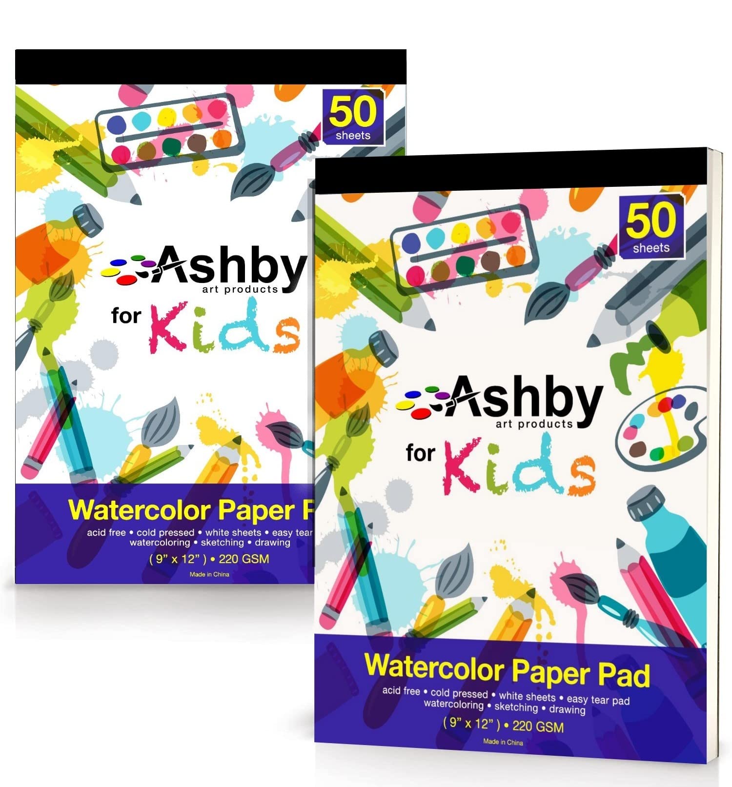 100 Sheets - Watercolor Paper Pads (9"x12") - Premium Thick Pages (220 GSM) - Also Great…