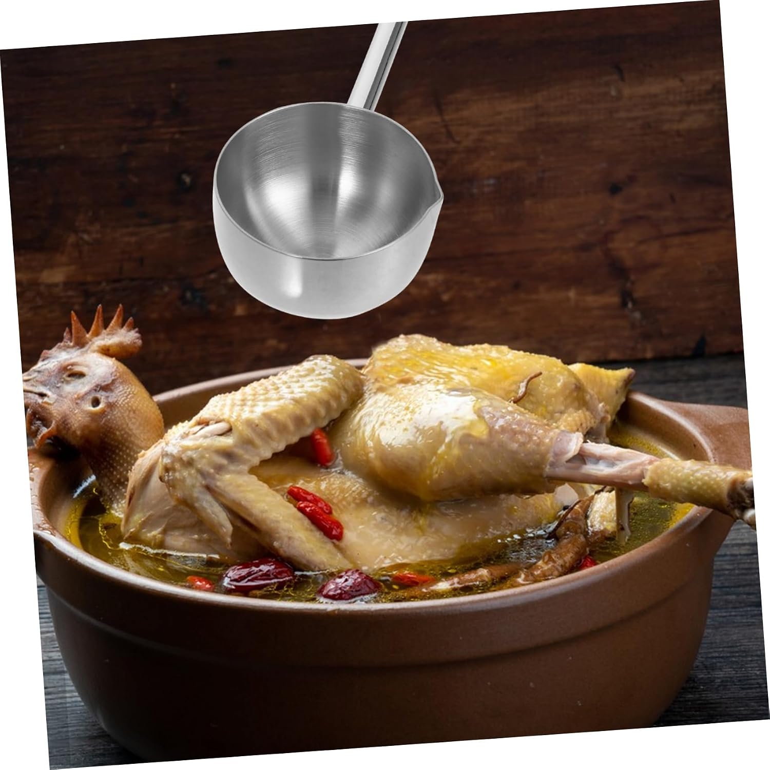 Luxshiny 4pcs Stainless Steel Ladle Multi-use Spoon for Soup and Oil Serving Kitchen Gadget for Home Restaurants and Canteens Wear-resistant Design Handle for Easy Pouring