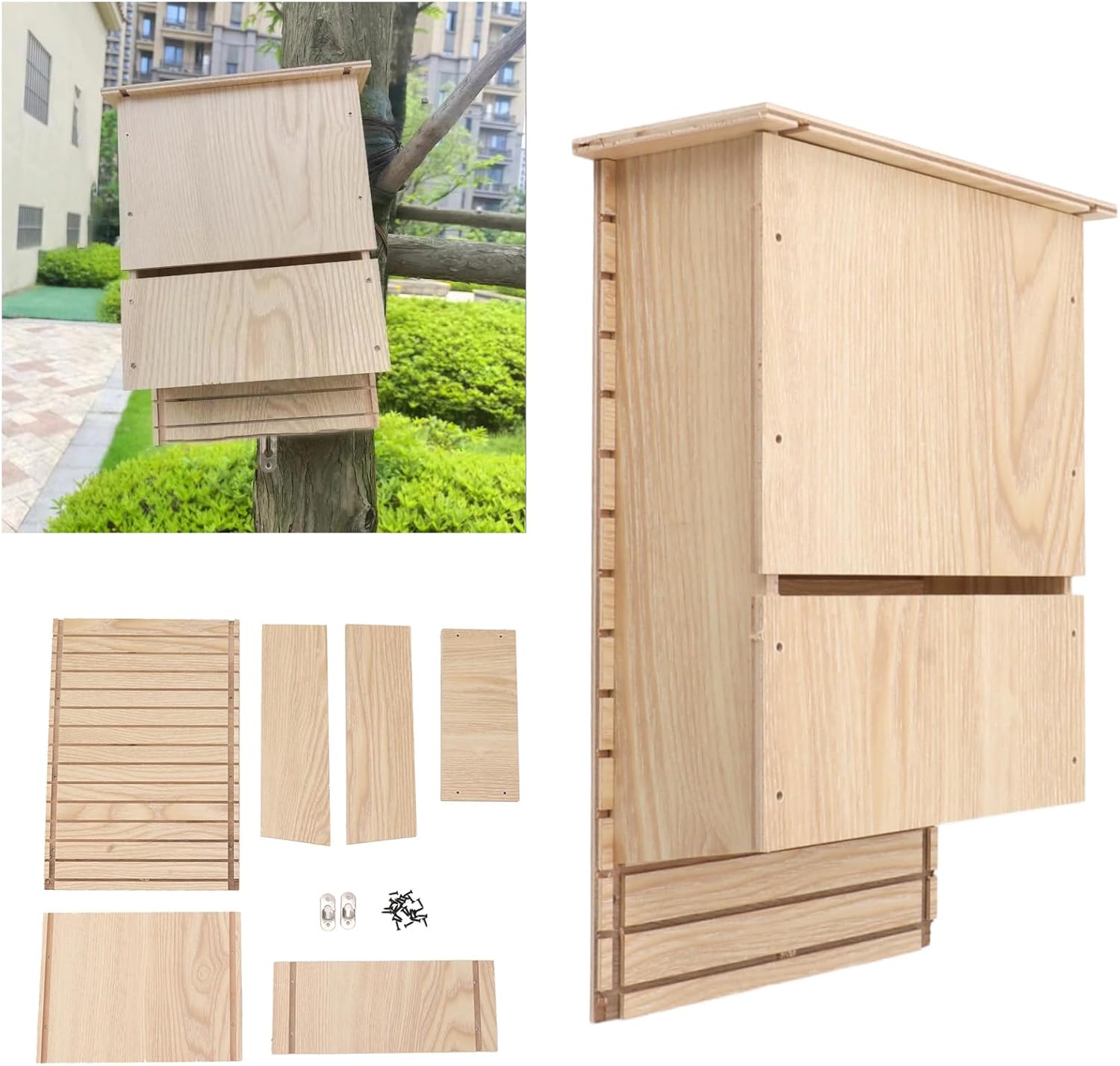 Bat House Composite Wood Garden Bat for Nest Supplies Eaves Bat Bat Bat for Habitat Single Story Bat for Nest Bat for Nest Box Single Storey