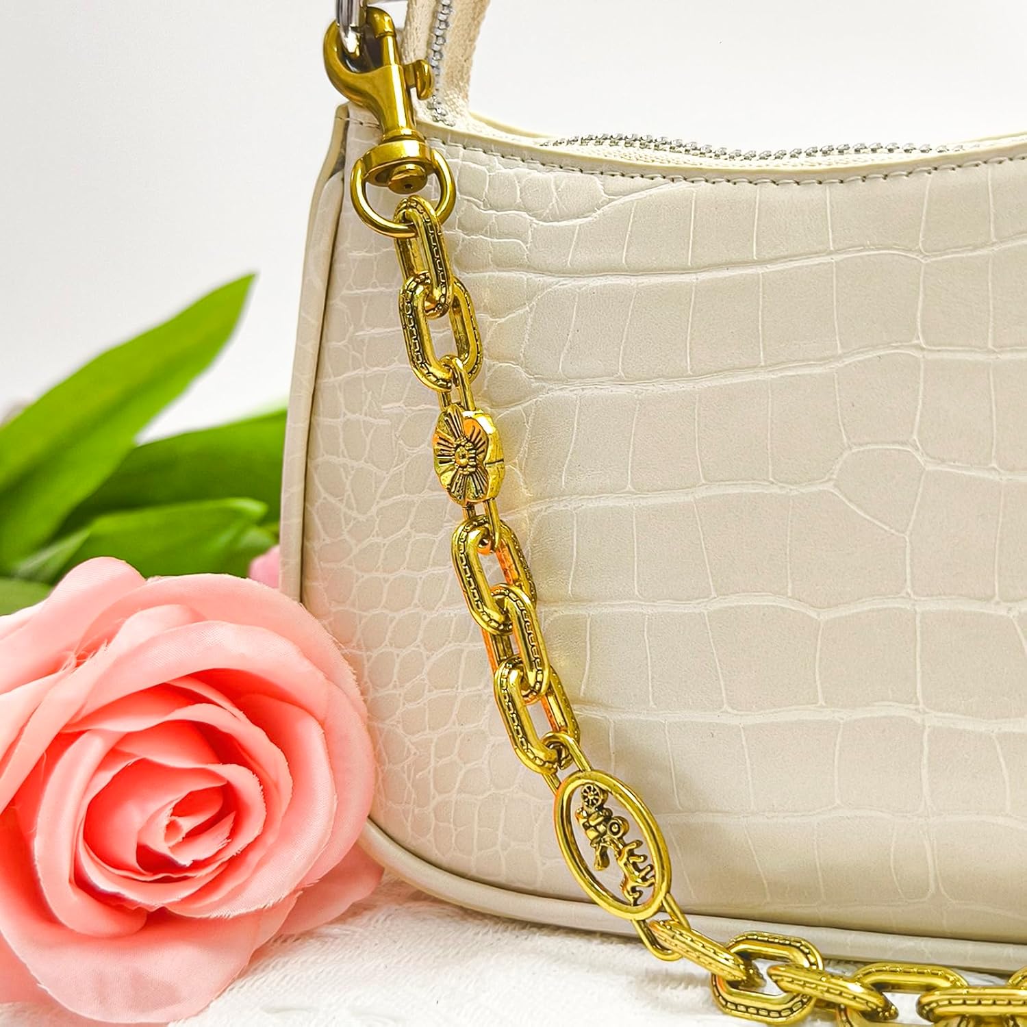 Vintage Gold Bag Charms Purse Extender Chain Floral Cute Wallet Keychain Accessories for Women's Handbags Bags &Jeans - Image 8