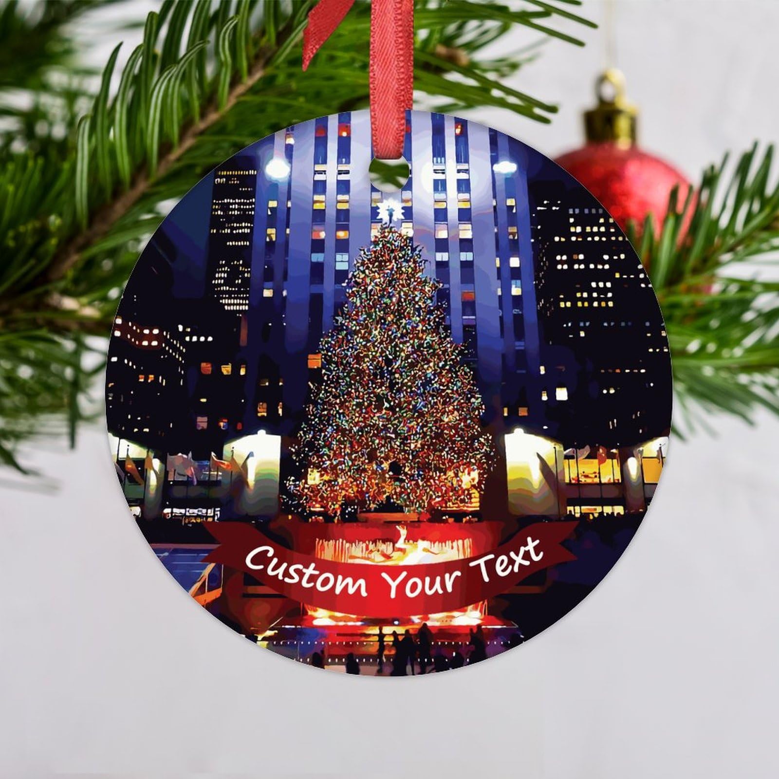 LMMIXEE New York City Christmas Ornaments 2024 New York Cityscape Christmas Decorations For Tree City Souvenir Custom Ornament Travel Lover Hanging Tree Ornament Merry Xmas for Family Friends