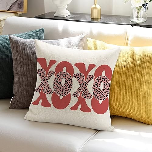 Miniatura 3 de XOXO - Funda de almohada con estampado de leopardo rosa, funda de almohada romántica rosa, boda, compromiso, aniversario, decoración del hogar,