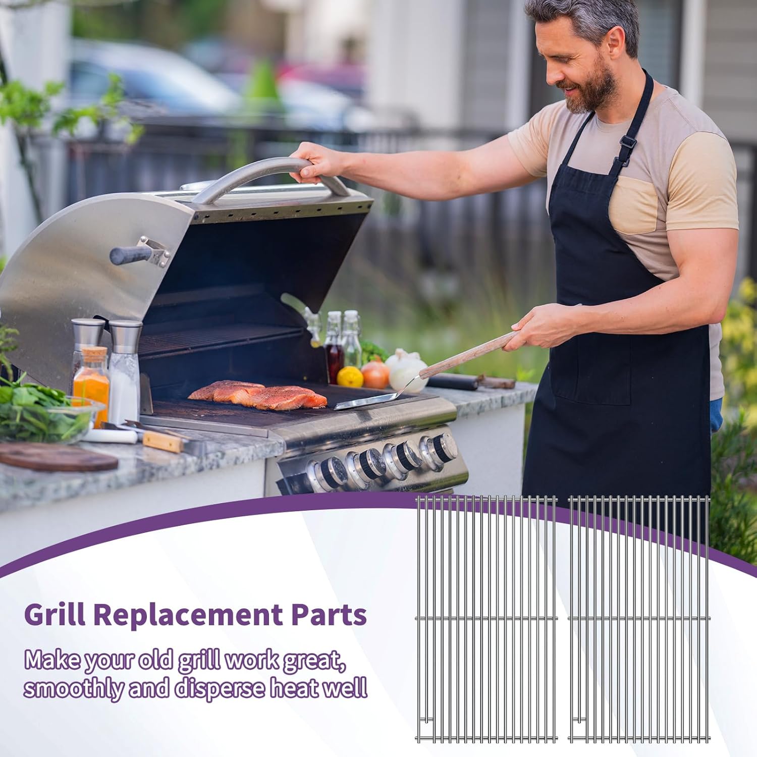 21.5 Inch Stainless Steel Cooking Grids for DCS Grill Replacement Parts,2 Pack Grill Grate for DCS Grill Model BGB30-BQRN BGB30-BQR BGC30-BQ BGB30-BQRL BGC30-BQ-L BGC30-BQ-N BGB30