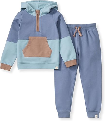 Burt's Bees Baby Baby Boys Hoodie and Pant Set, Top & Bottom Outfit Bundle, 100% Organic Cotton