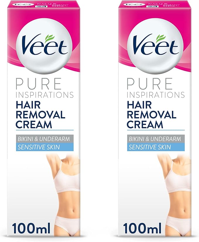Veet Hair Removal Cream, Bikini & Underarms, Sensitive Skin,100ml (Pack