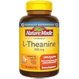 Nature Made Chewable L Theanine 200mg, L-Theanine Supplement for Stress Relief, 50 Chewable Tablets, 50 Day Supply