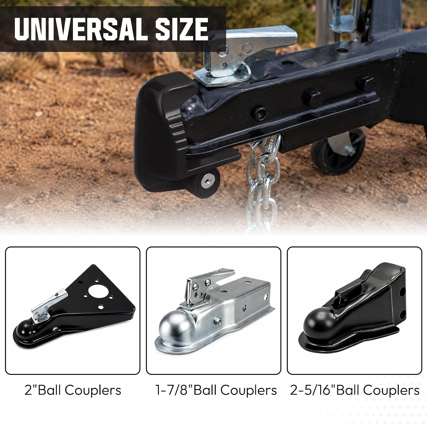 Trailer Hitch Lock with Keys,Universal 1-7/8",2",2-5/16"Trailer Tongue Lock