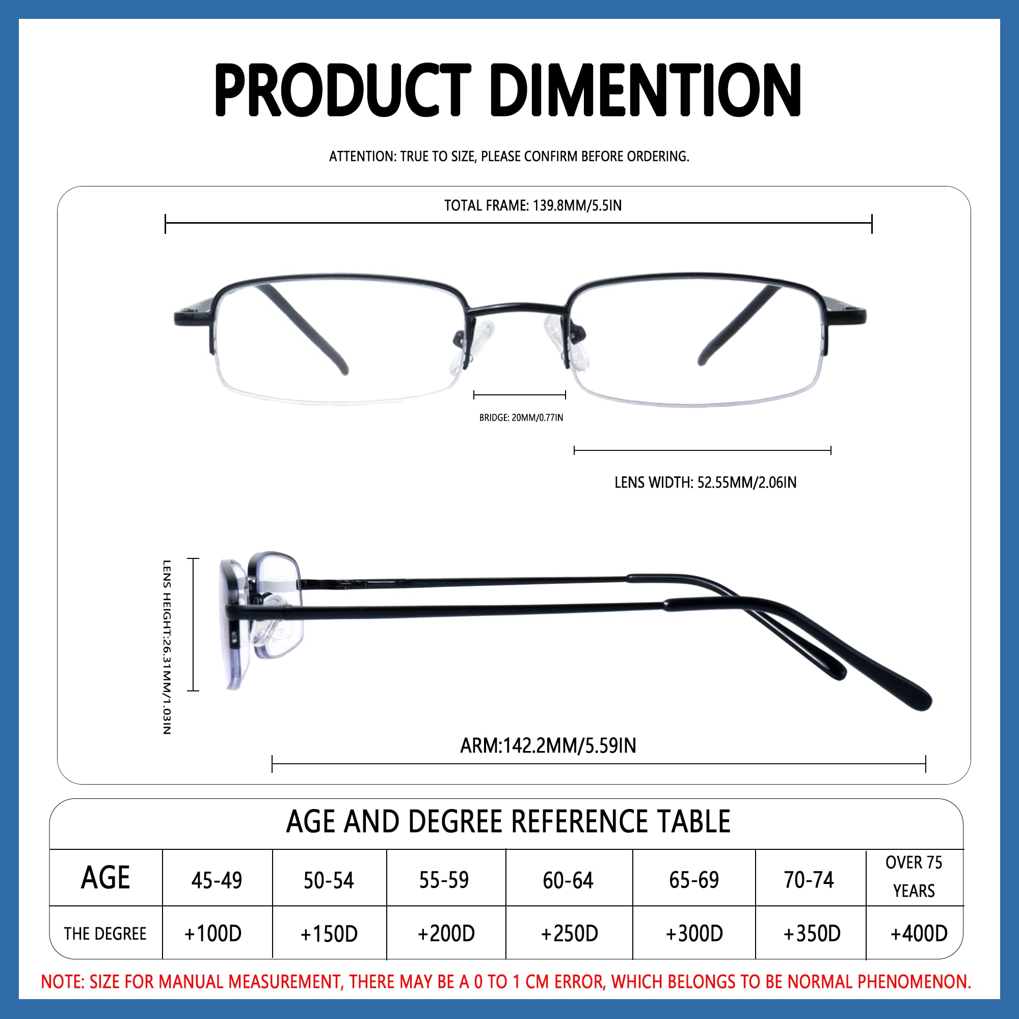 4 x Lesebrille aus Metall, halber Rahmen, für Herren, Damen, blaues Licht, blockierende Augen mit Federringen