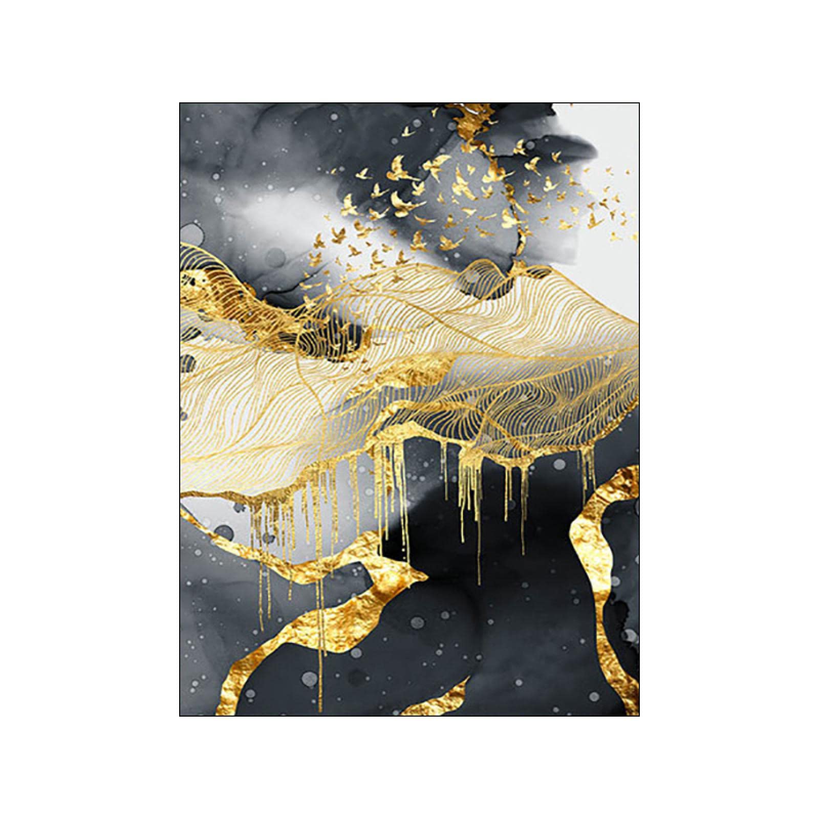 Moderne Wandkunst Mit Abstrakter Goldtinte – Leinwanddruck 50,8x101,6 Cm Fertig Zum Aufhängen