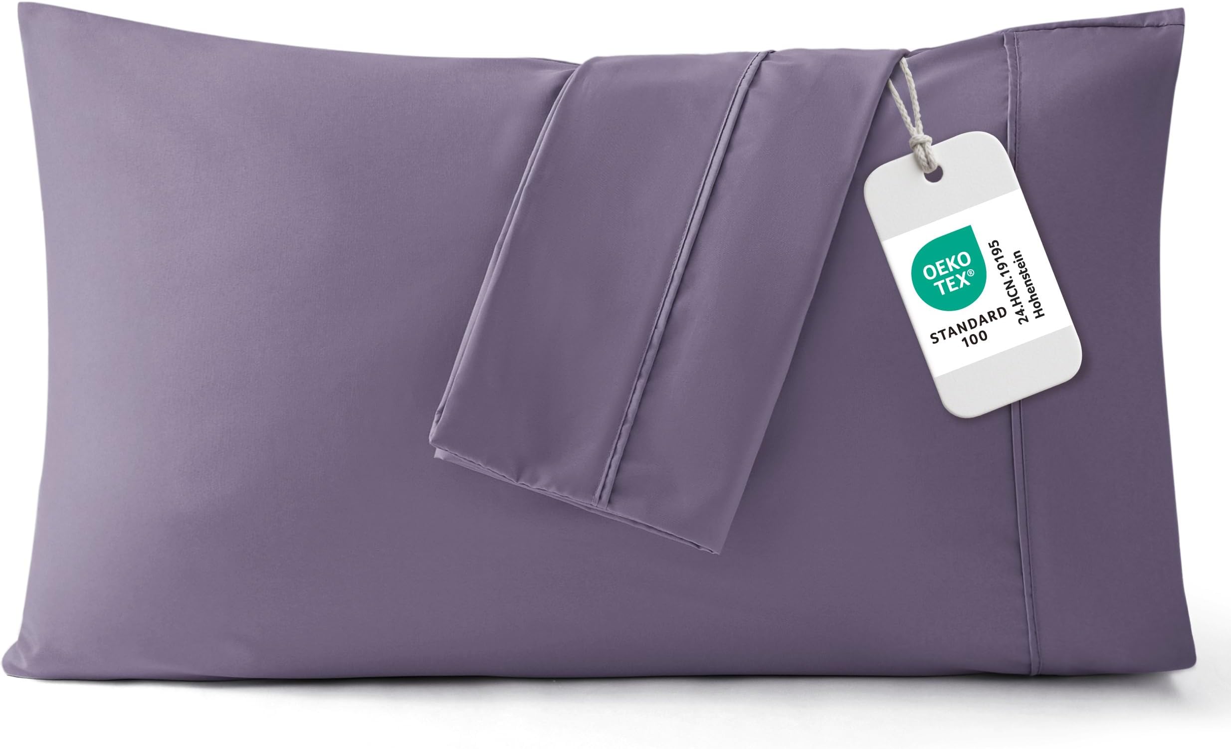 Bedsure Pillow Cases Standard Size Set of 2 - Grayish Purple Brushed Microfiber Pillowcases, Super Soft Pillow Case Covers with Envelope Closure for Kids, Wrinkle, Fade Resistant, 20x26 Inches