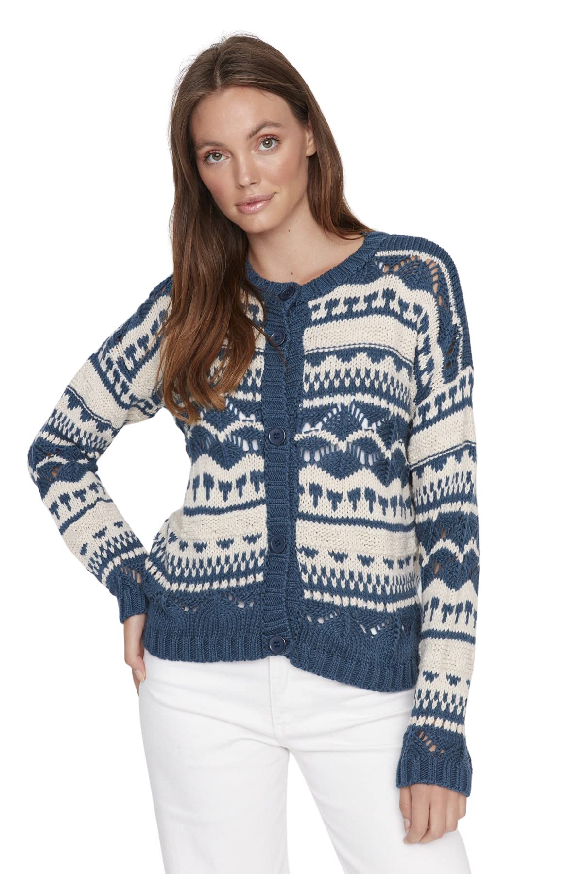 TrendyolWomen's Cardigan, Crew Neck, Colorblock Sweater