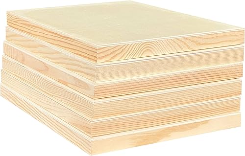 Miniatura 7 de Lienzo de madera de 9 x 12 pulgadas para manualidades, paquete de 6 tableros de madera enmarcados para pintar manualidades de vertido