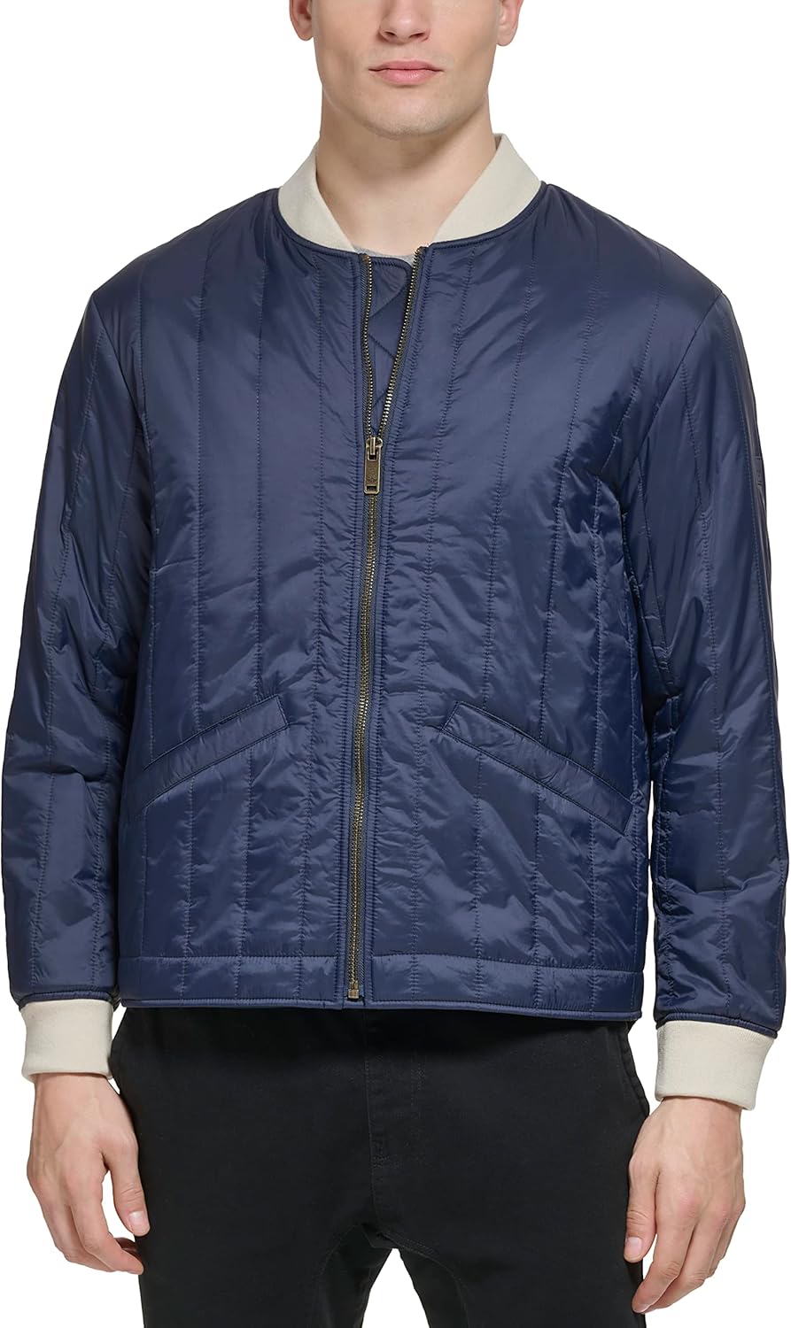 DOCKERS Men's Channel Quilted Open Bottom Bomber Jacket