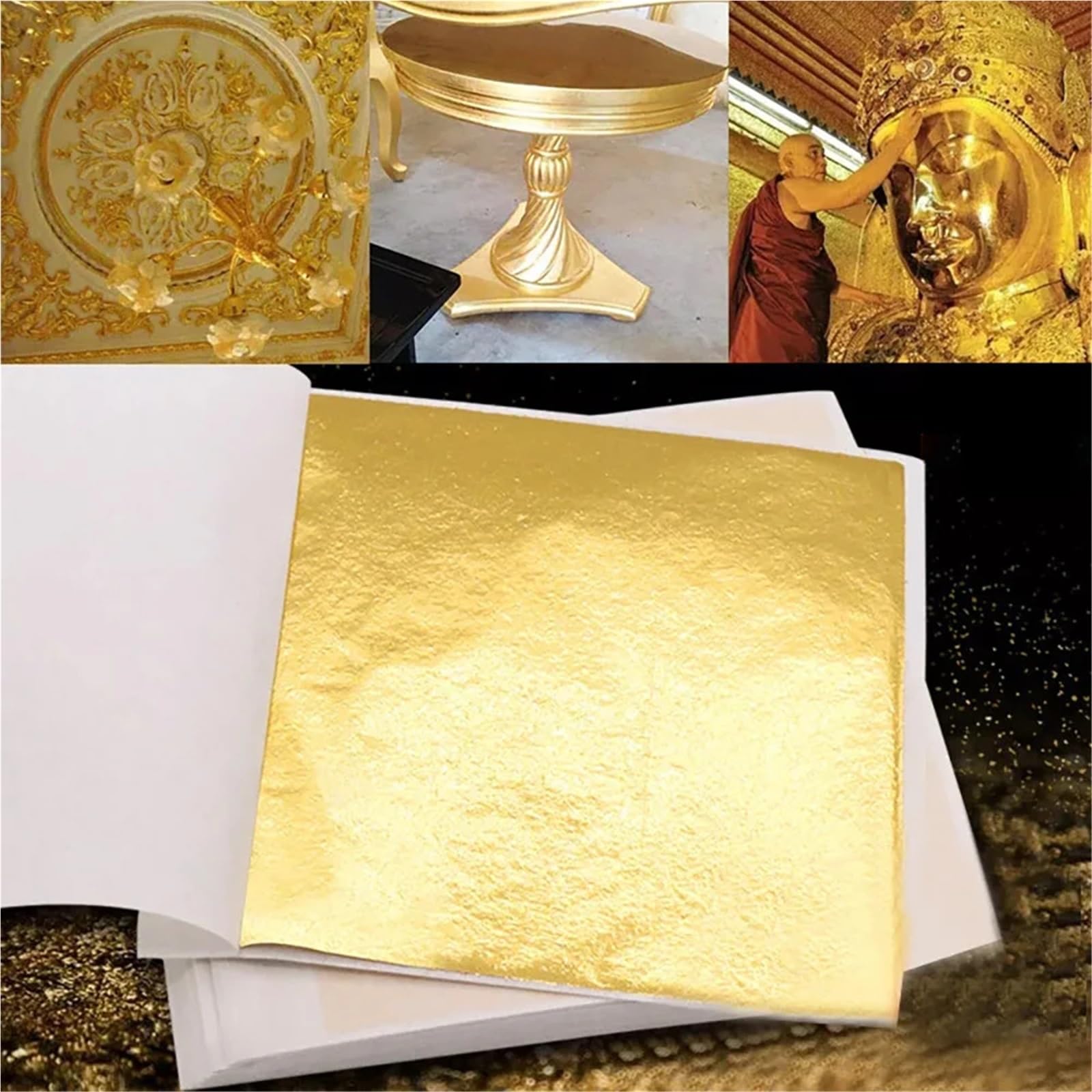 1000 hojas de lámina imitación pan oro, papel for manualidades, transferencia metálica, bricolaje, muebles antiguos, decoración interiores Para ArtesaníA De Dorado