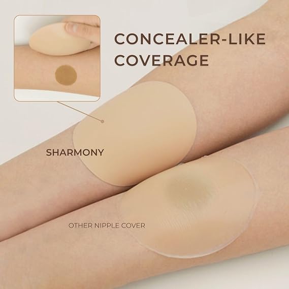 sharmony Reusable Nipple Cover - Adhesive & Upgraded Adhesive Breast Lift Tape (Vanilla)