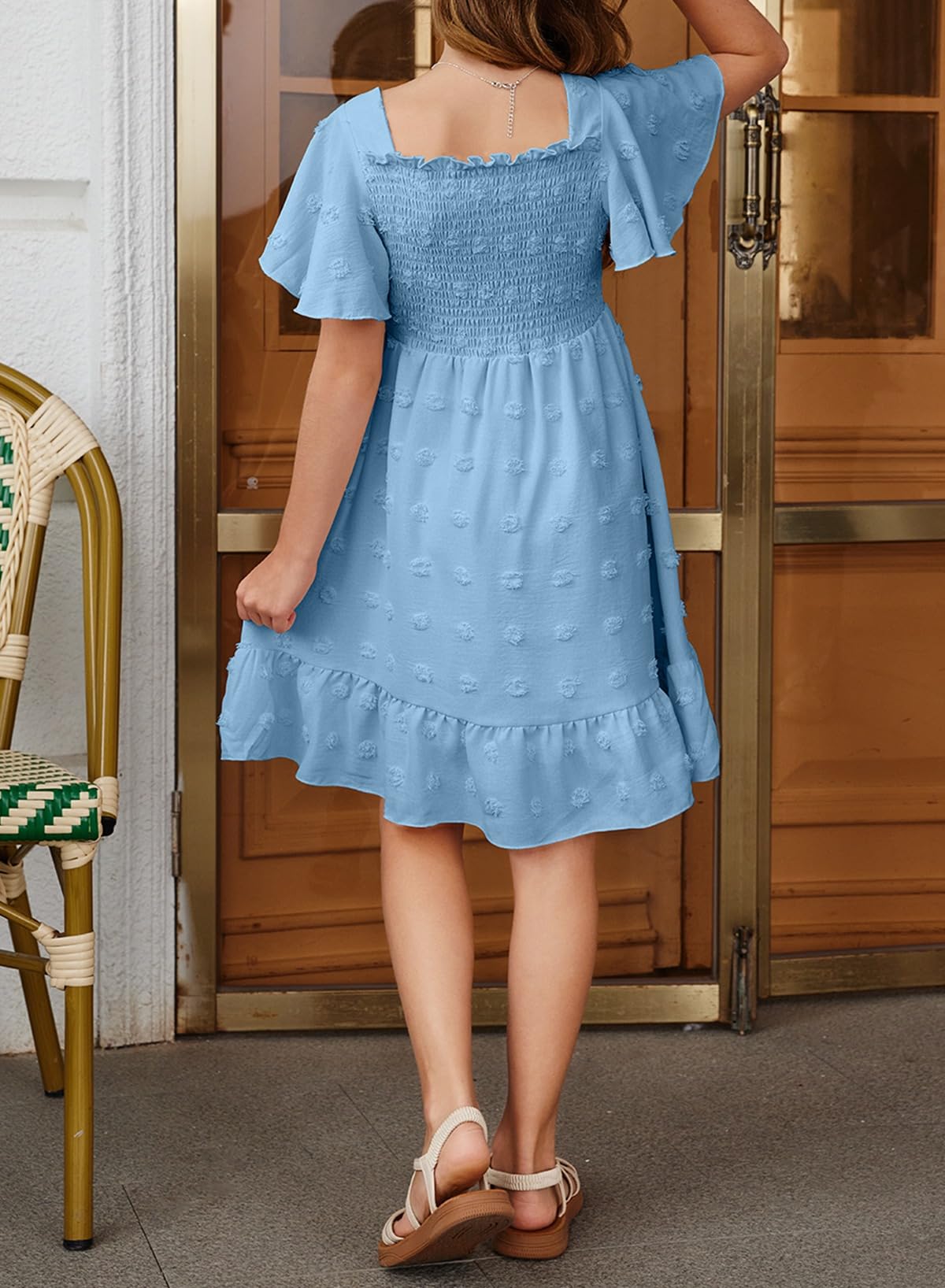 blibean Vestidos de verano para niñas adolescentes, vestido de lunares, talla 6-15 años