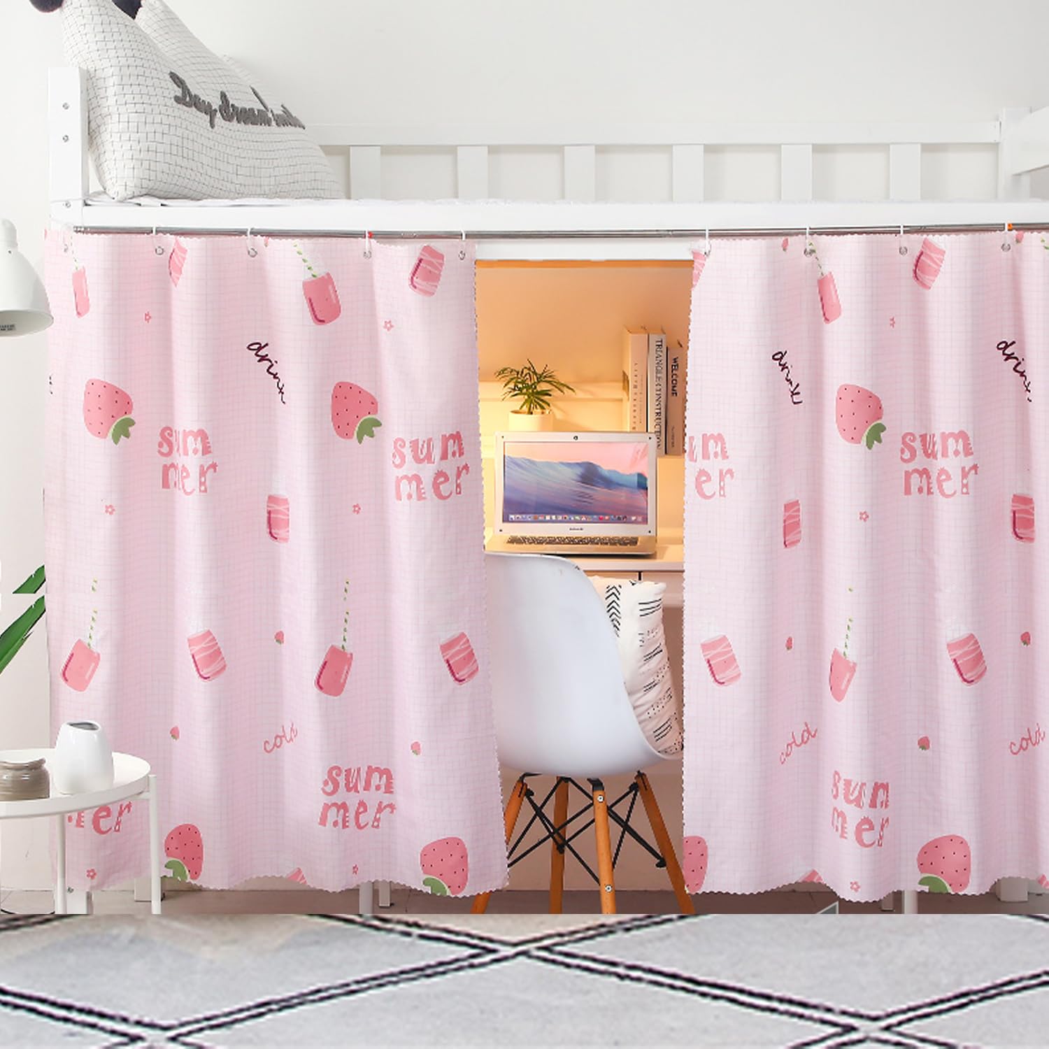 ITODA Tenda Per Letto A Castello Per Studenti, Elegante, Spessa, Da Privacy, Antipolvere, Oscurante, Zanzariera, Per Dormitorio, Singolo, Rosa (2 Pezzi), 1,15 X 2 M