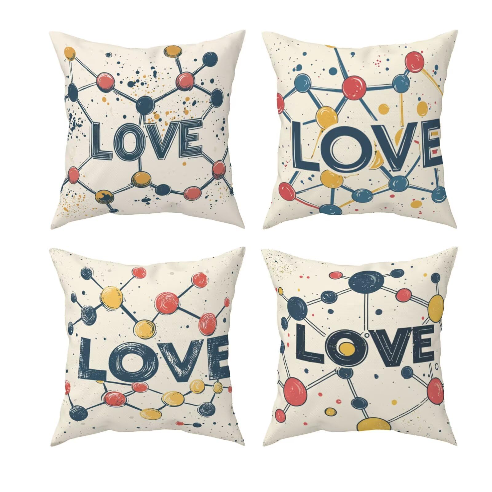 Housses de coussins beige 45x45 cm en velours avec zip lot de 4