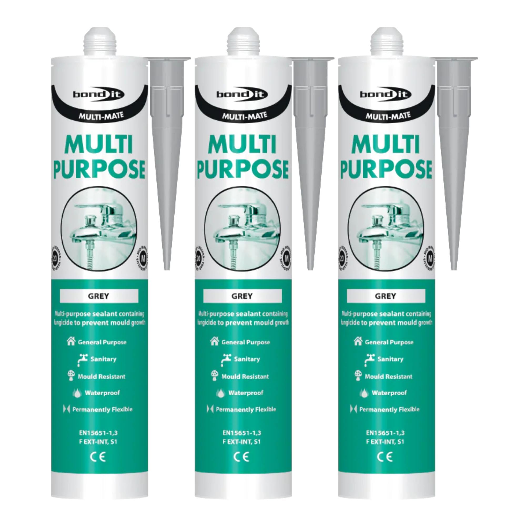 Bond It 3x Multi-Mate High Modulus Silicone Sealant – 285ml Grey | Mould-Resistant – Waterproof – Interior & Exterior | Multipurpose Silicone Sealant for Home – Kitchens – Bathrooms – & DIY