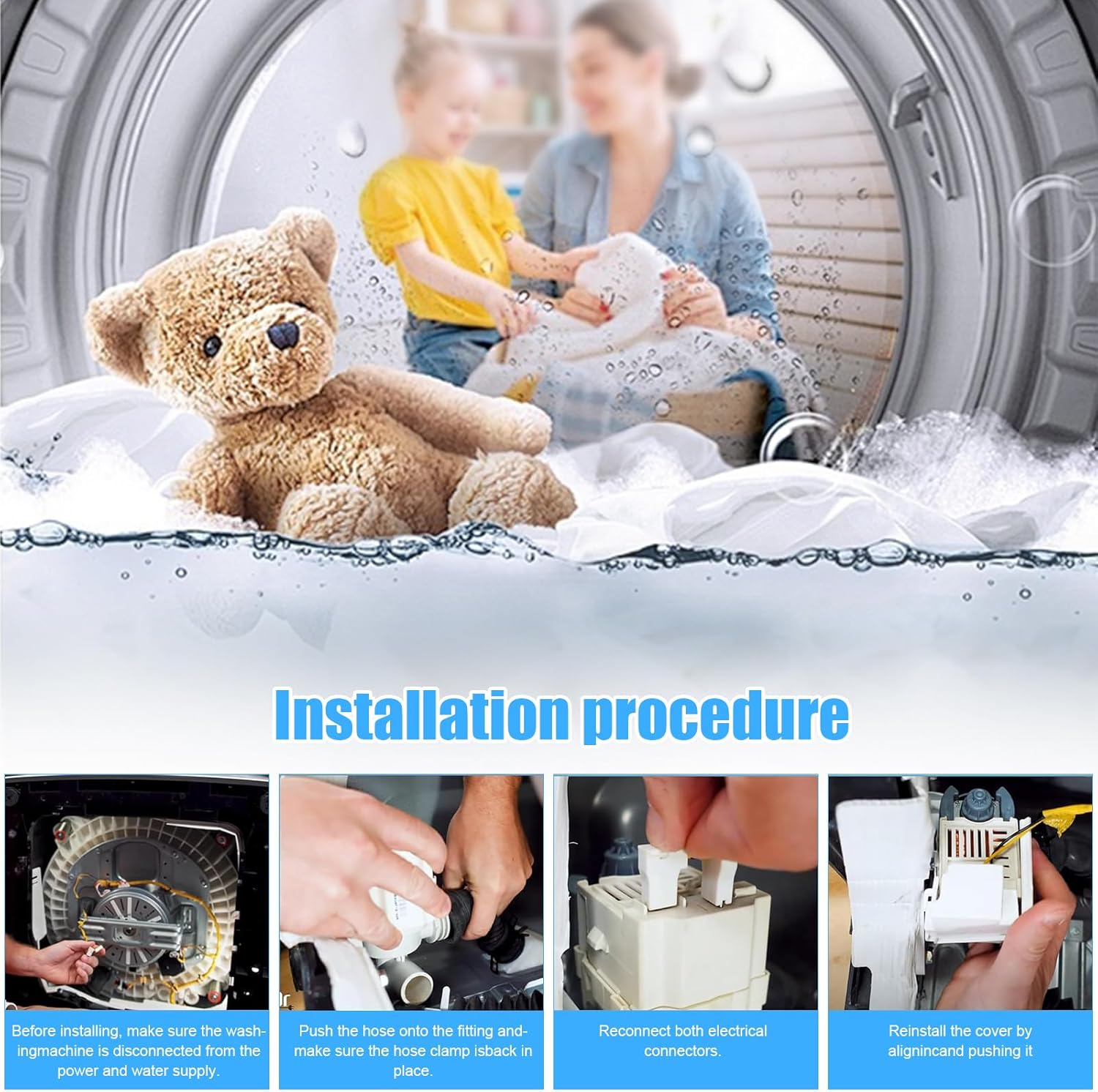 DC97-19289F DC97-17366A Washer Drain Pump Assembly(OEM) Replacement for DC97-17349B DC97-17366J DC97-19289A DC97-19289B AP6806651 PX3516-01 Compatible with Samsung Washer Machine 1-Year Warranty