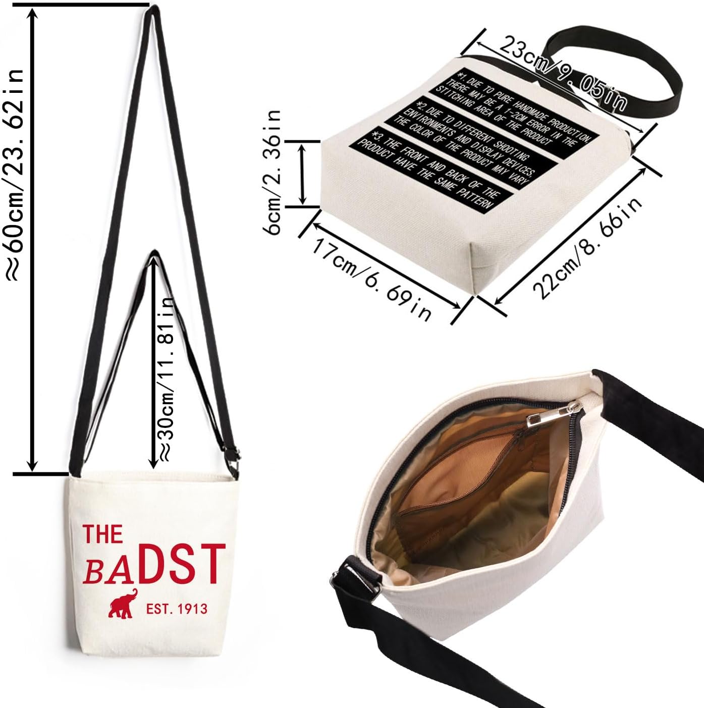 Sorority DST Print Canvas Crossbody Bag, Adjustable Strap Lightweight Purse with Top Zipper & Inner Pocket, Daily Shoulder Bag Gift for Women -2 - Image 2