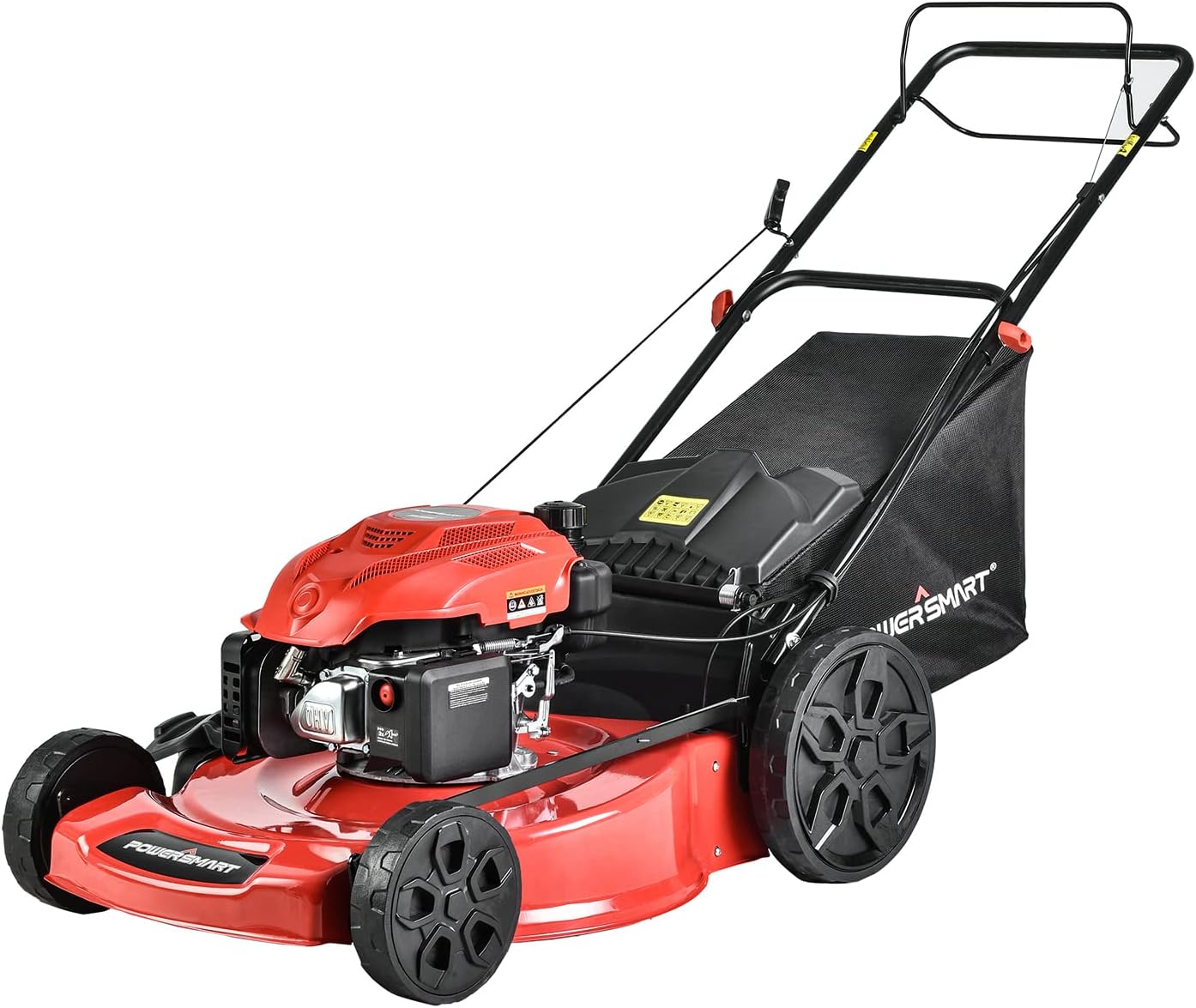 PowerSmart Lawn Mower Gas Powered with Bag, 22 Inch Self Propelled Lawn Mower with 200CC 4-Stroke Engine, 3 in 1 Lawnmower with 5 Adjustable Cutting Heights (1.2''-3.5'')
