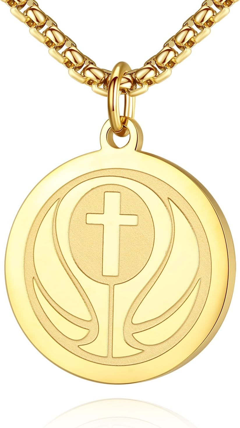 Molike Sports Cross Pendant Necklace for Men Women with an Inspiring Luke 1:37 Bible Verse on Back