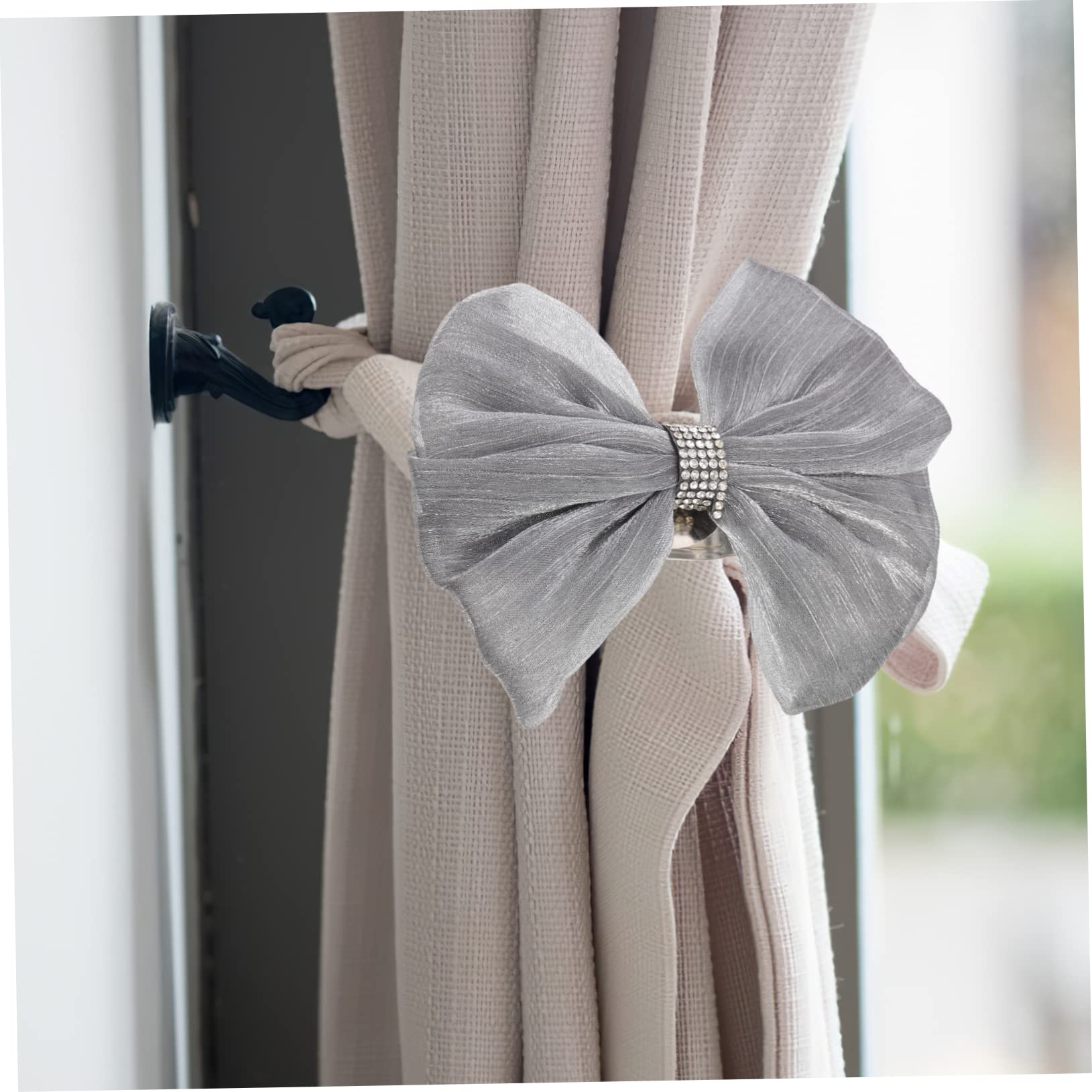 ABOOFAN 4pièces Attache Rideaux Tulle avec Nœud Décoratif Accessoire Élégant pour Fenêtres De Salon Chambre Ou Bureau Facile à Installer pour Voilages Et Drapes Légers