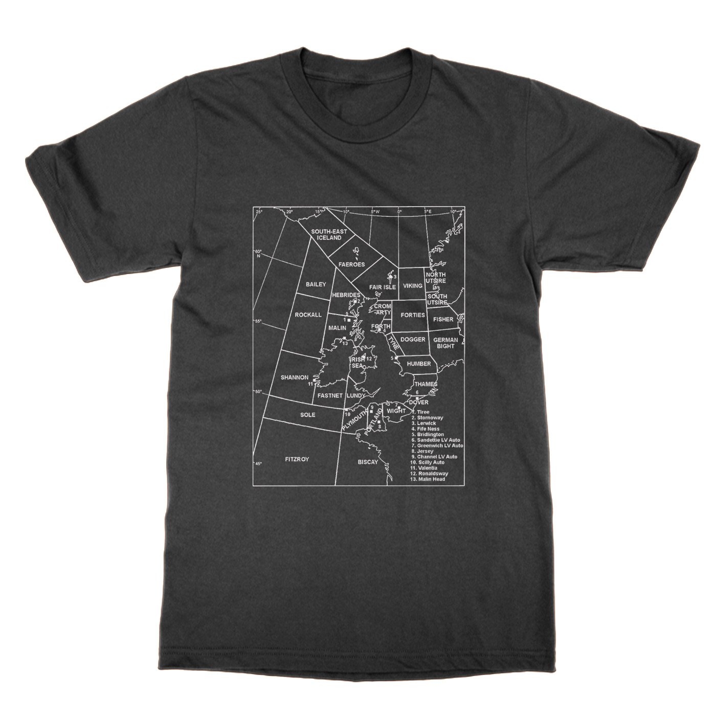Clique Clothing Black Shipping Forecast Areas T-Shirt (, L)