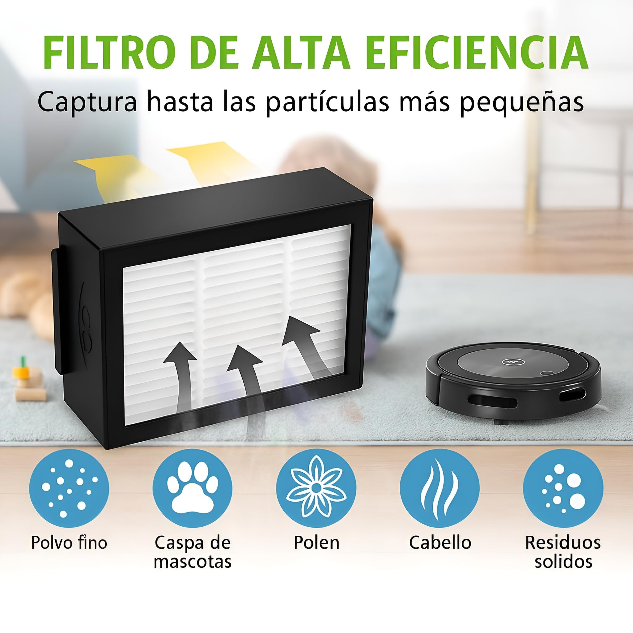MIRTUX Kit de Recambios para Roomba Serie E, i, y J - Repuestos para E5, E6, i1, i3, i3+, i7, e5154, e5158, j7 - Accesorios de Alta Eficiencia - Pack de Rodillos, Filtros, Cepillos Laterales