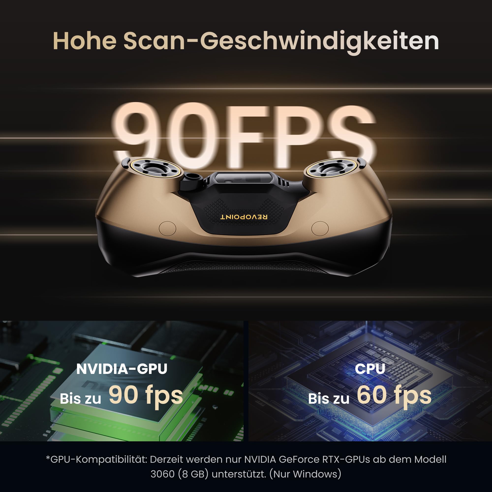 Revopoint MetroY Ultra 3D-Scanner, 0,01 mm Blaulaser, PTB-zertifiziertes GD&T- und Abweichungsanalyse-System, 90 FPS, Wi-Fi 6, Außen-/Farbscan für 3D-Druck, Kugelplatte aus Kohlefaser (nur Win 10/11)