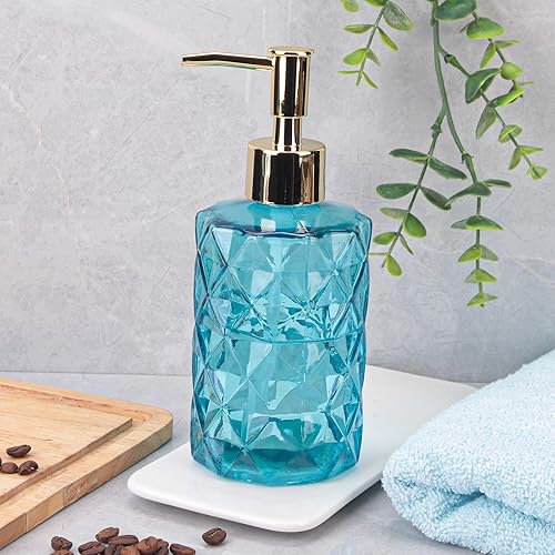 Miniatura 4 de GOYISEE Dispensador de jabón con bomba, dispensador de jabón con patrón de diamante para encimera de cocina, baño, accesorios de baño rosa intenso