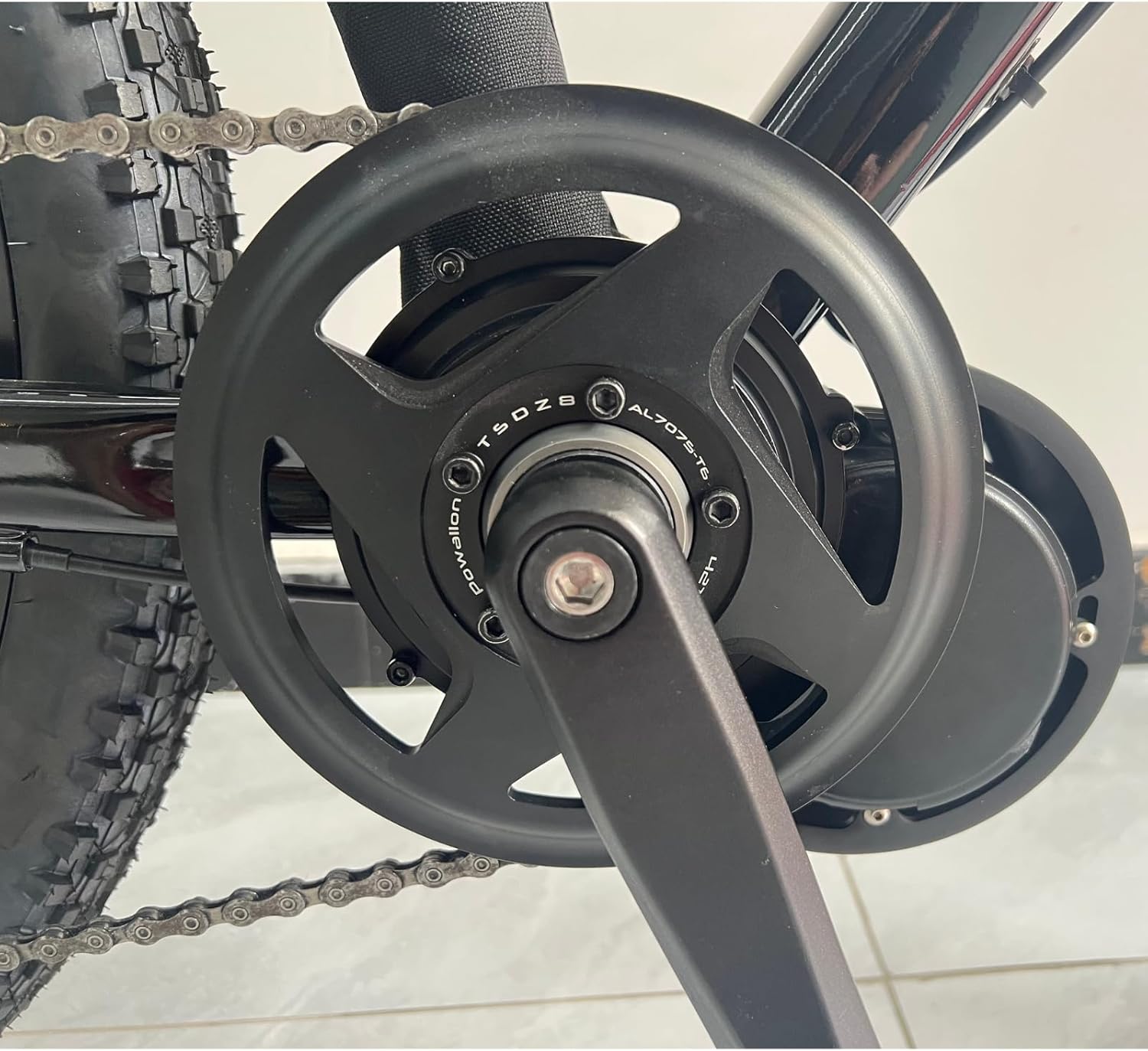 42T Chainring for TONGSHENG TSDZ8 Mid-Motor, Integrated Chainguard, 4mm Less Offset Compared with The 44T Stock Chainring