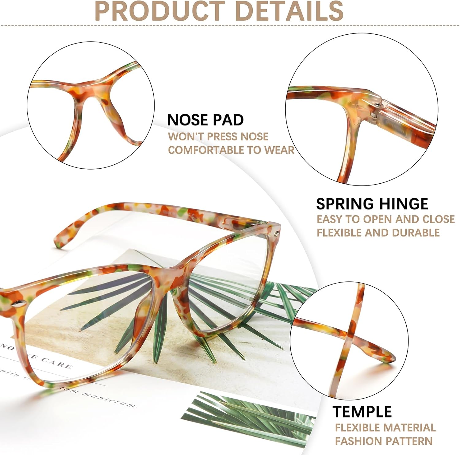 CLASAGA Progressive Multifocus Reading Glasses for Women, Pattern Print Blue Light Block Stylish Ladies Computer Readers - Image 6