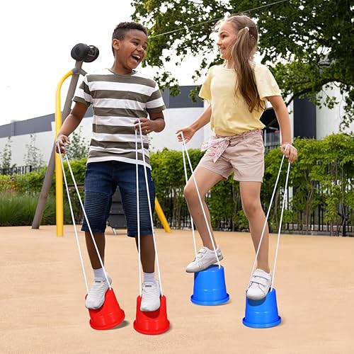 Miniatura 6 de 3 pares de zancos de plástico para caminar para niños, juguete paso a paso, zancos, baldes de equilibrio para entrenamiento de equilibrio, zancos al