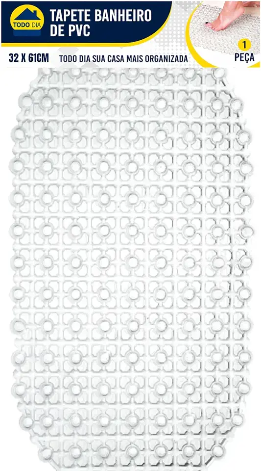 Todo Dia Tapete Antiderrapante para Banheiro Box, PVC Transparente, Oval, 37 x 66 cm (1)