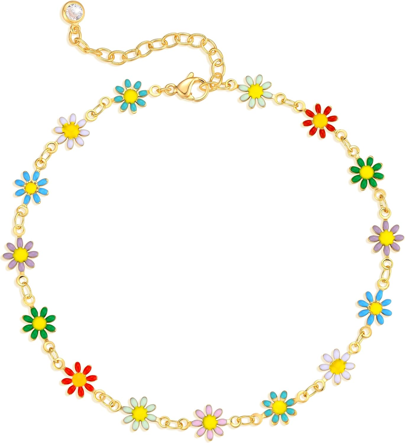 MTMY Gold Anklets for Women 14K Gold Plated Tiny Bead Anklet Colorful Tassel Foot Chain Dainty Adjustable Cute Summer Beach Boho Anklets Jewelry Gift