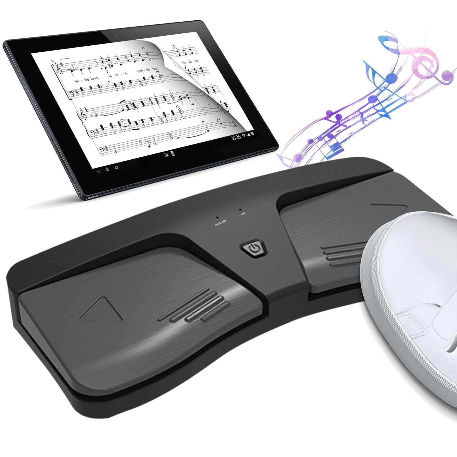 Smart Wireless Page Turner Pedal - Wireless Foot Pedal Single Switch Music Page Turner Musical, Portable Bluetooth Foot Pedal Music Page Turner for Tablets and Phones, Compatible with iOS and Android