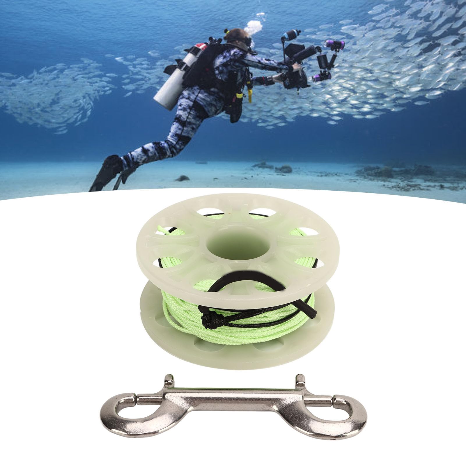 PolyGen Mulinello da Dito Gancio a Doppia estremità Dotato di Filo Piatto in Poliestere ad Alta Resistenza da 30 m per Sport Acquatici, Un Mulinello da Dito Leggero per