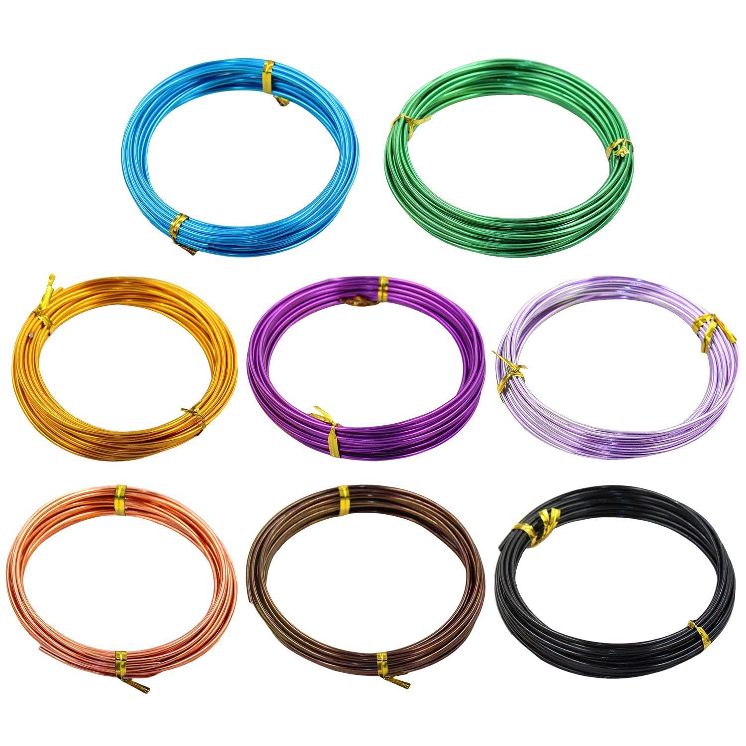 EOWVISN 8 Rolls Of Craft Aluminum Wire, Colorful Craft Aluminum Wire, Bendable Metal Wire, 2Mm Aluminum Jewelry Wire, Gardening Plant Fixing Wire, Handmade Diy Aluminum Wire
