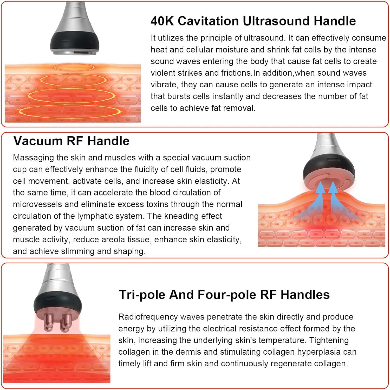 Macchina per cavitazione 40k, macchina di bellezza modellante per il corpo 4 in 1, dispositivo di rassodamento della pelle a radiofrequenza per viso e corpo, rimozione della cellulite, modellamen